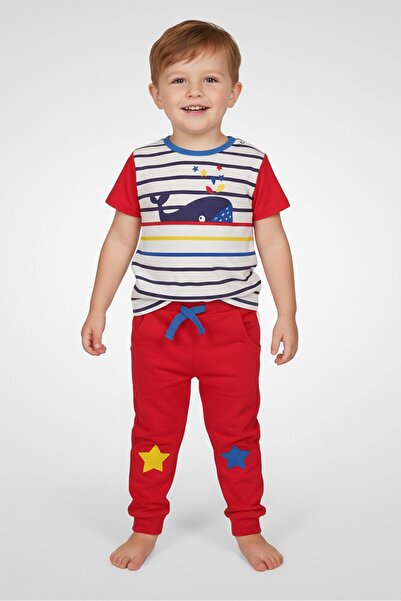 Hurley Toddlers Boy Allover Print T-Shirt And Pants Set, Multicolor