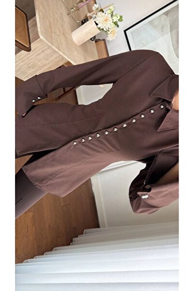 LOKADI Women's Waist-Fitted Silver Buttoned Jacket Shirt - Wide Cuff Fit Blaz...