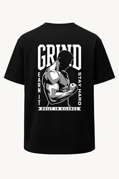 nirvoda supradimensionat Tricou Grind Fitness GYM Back cu imprimeu Wide croială