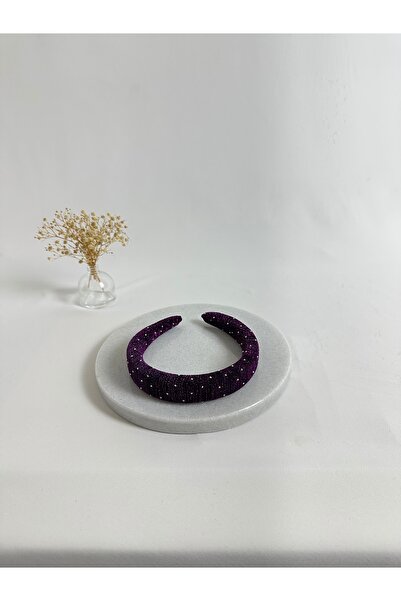MegssStore Purple Buzzy Stone Thin Curved Crown Hairband
