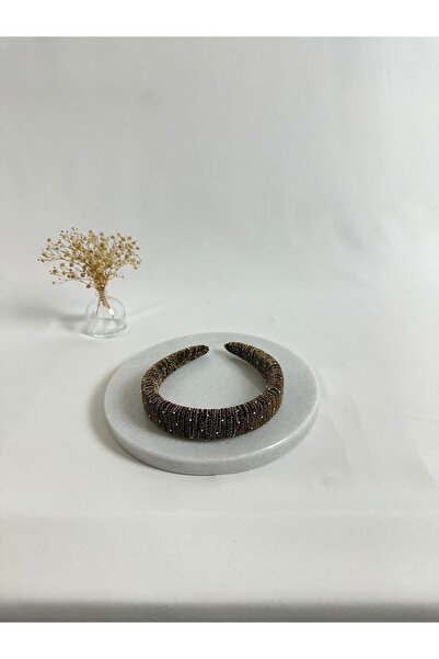 MegssStore Gold Buzzy Stone Thin Curved Crown Hairband