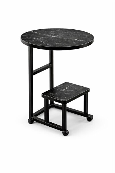 TSUMAB A7 G-Shaped Side Table Black Marble – Modern Sofa Side Table with MDF ...
