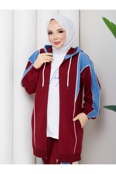 moda4b Γυναικείο αθλητικό σετ 3 τεμαχίων, βαμβακερό τζιν με λεπτομέρειες και ...