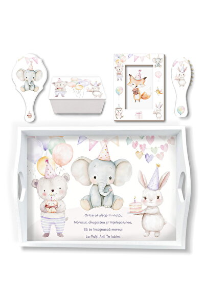 OEM Set prima aniversare Party Baby Pastel, tavita mot model cu elefantel, ur...