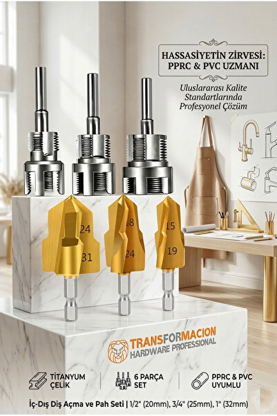 Transformacion Profesyonel PPRC PVC Su Borusu Diş Açma Seti 6 Parça – Havşa P...