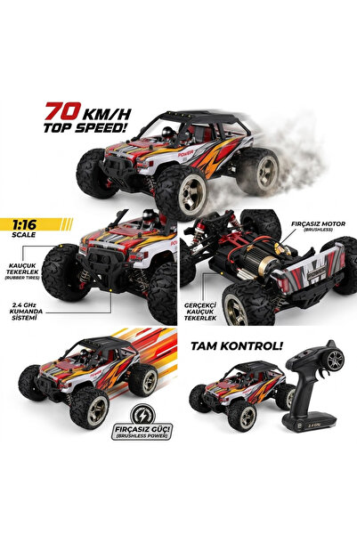 welcomein Oyuncak Yüksek Hızlı 1:16 Ölçek 2.4 Ghz Kumandalı 70 km Hız Yapan M...