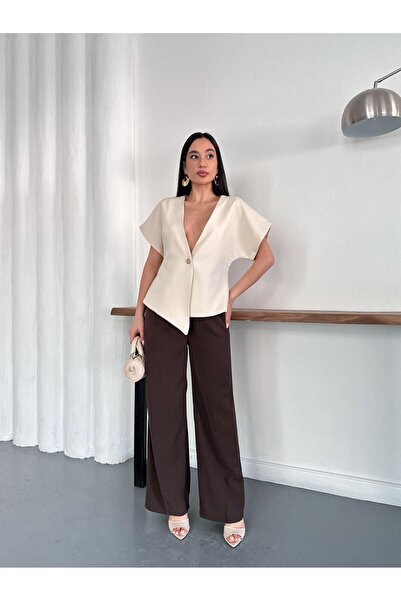 IŞILDA FASHION Bluză cu nasturi și decolteu în V