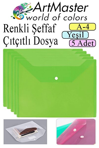 Artmaster Zeleni A4 Snap Fajl Prozirna Kuverta Fajl 5 Komada Snap Fajl Vodoot...