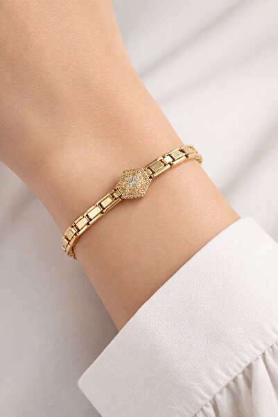 TUTU DESİGN سوار نسائي من الزركون مرصّع بالأحجار بلون ذهبي - مجوهرات أنيقة ور...