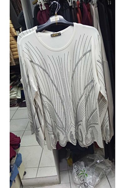 MODA Likralı Taşlı Penye Bluz