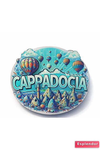 esplendor Kapadokya Temalı Ahşap Buzdolabı Magneti Model 6