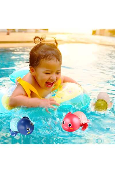 Magdeal Set 3 jucării de baie broască țestoasă înotătoare, mecanism rotativ, ...