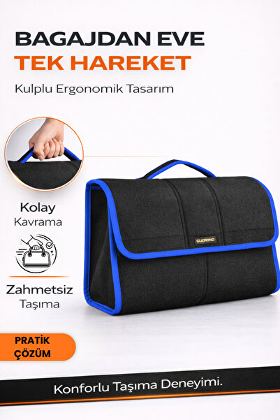 e-biz Oto Bagaj Organizer Bagaj Çantası L Boy Kaymaz Cırt Bantlı Velur Kompakt Düzenleyici