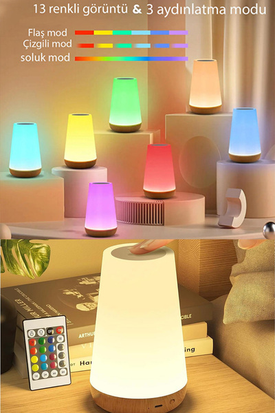 Neovista RGB Dokunmatik LED Masa Lambası – Kumandalı, USB Şarjlı, 1500 mAh, R...