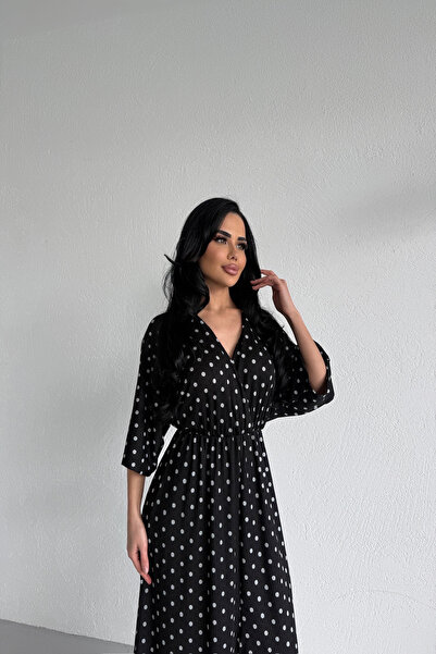 LİLA İSTANBUL Double-breasted Collar Floral Patterned Summer Dress