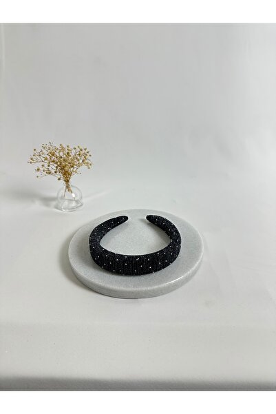 MegssStore Petrol Blue Buzzy Stone Thin Curved Crown Hairband