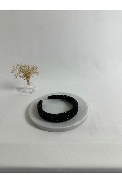 MegssStore Black Buzzy Stone Thin Curved Crown Hairband