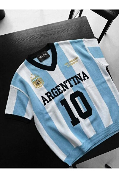 elkumoda Ανδρικό πλεκτό μπλουζάκι με λαιμόκοψη V και κέντημα, φαρδιά γραμμή, ...