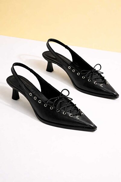 CİMİLİ SHOES Women's Encapsulated Lace Detailed Pointed Toe Low Heel Shoes