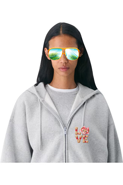 HOFFNUNG Unisex Cotton Lu Oversized Love Bear Head t Printed Hooded Collar Co...