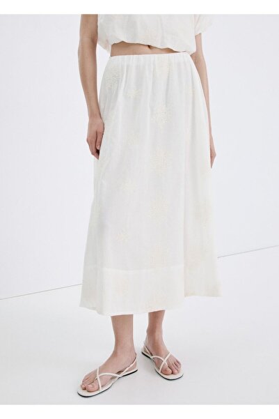 MANGO Woman İşleme detaylı pamuklu etek