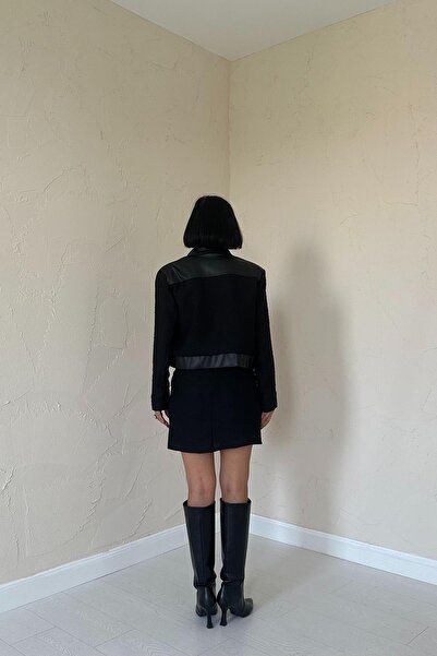 ELİSA Siyah Zarif Dar Kesim Kalem Mini Etek Seti