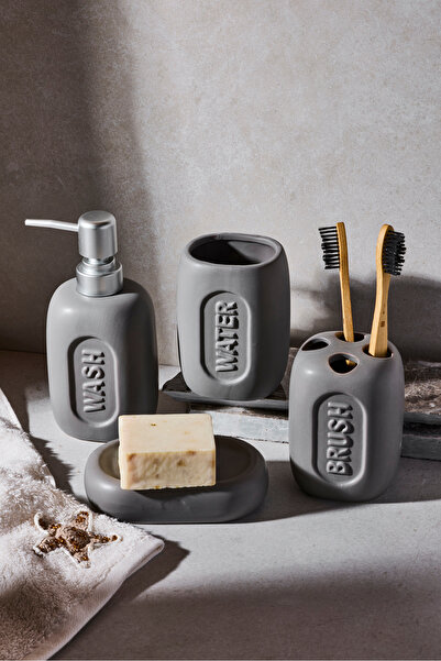 Perotti طقم حمام من 4 قطع من WELL MONO باللون الرمادي غير اللامع