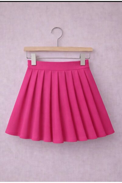CARABO MODA Girl's Pleated Flared Skirt with Elastic Waistband