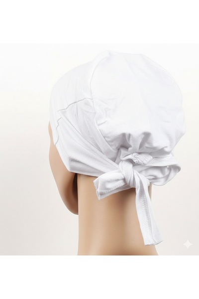 Ethab Ticaret Seamless Tie-On Hijab Bonnet - Tie-On Bandana White 5 Pieces