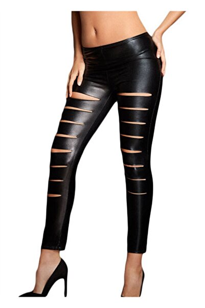 CT STONES Tp 101289   Colanți din piele ruptă Aspect Lame Leggings