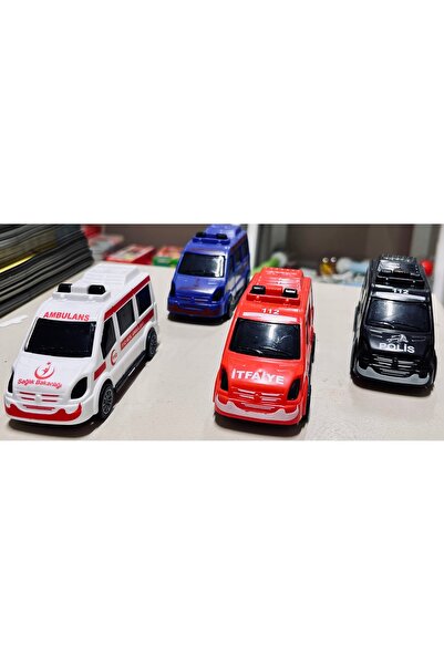 poliset Polis jandarma ambulans itfaiye arabası çek bırak 4lü set