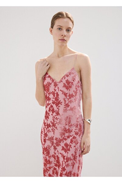 MANGO Woman Çiçekli devore elbise