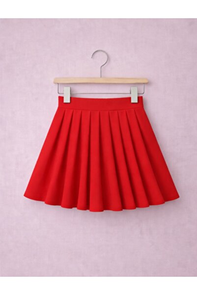 CARABO MODA Girl's Pleated Flared Skirt with Elastic Waistband