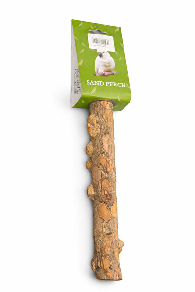 MPET Natural Sand Bird Perch – 25 cm Wooden Cage Perch for Parrots, Budgies &...