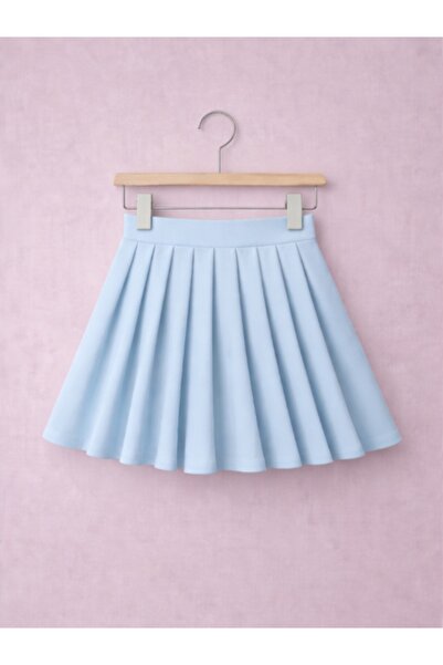 CARABO MODA Girl's Pleated Flared Skirt with Elastic Waistband