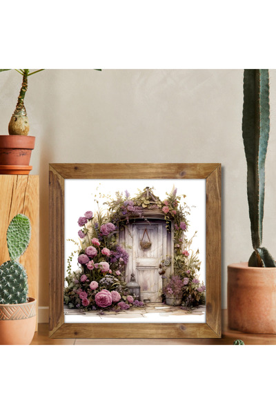 Tuba Decor Tablou pătrat cu ramă din lemn, uși colorate