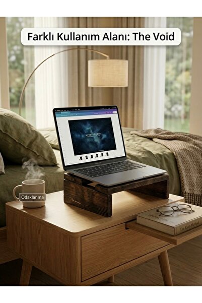 KyroStüdyo The Void Masif Ahşap Laptop Standı - Ergonomik Yükseltici - MacBoo...