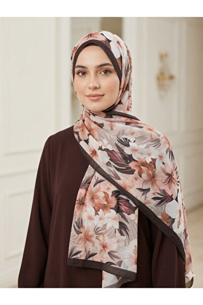 Nazellaa شال لينا بنمط الورد الياباني موديل كشمير