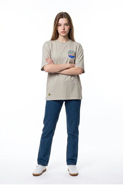 Dad&Children Unisex Waves Oversized T-Shirt Mold Mink