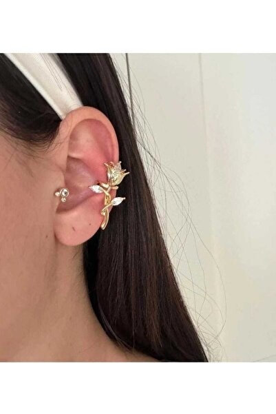8atelier Çiçek Detay Gold Earcuff