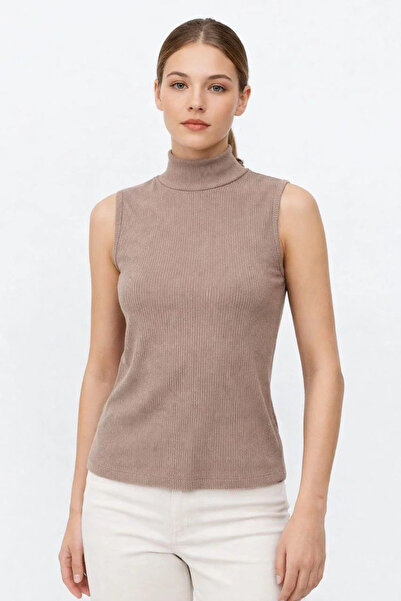 LUMİART Women's Half Turtleneck Corded Fabric Ribbed Knit Athlete Basic Styli...