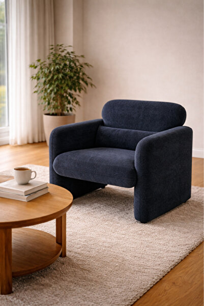 MARIA HOMES كرسي بذراعين من القماش الأسود، كرسي عصري لغرفة المعيشة