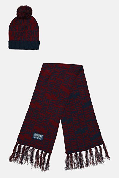 Dkny Jeans Kids Girl 2 Piece Brand Logo Beanie Hat And Scarf Set, Multicolor