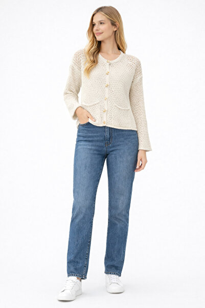 Noa&Noa Button Detailed Pocketed Long Sleeve Knitwear Cardigan