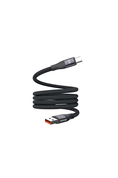 Sezy 6 Amper USB-A to Type C Hızlı Şarj Kablosu Örgülü Kablo 100 CM