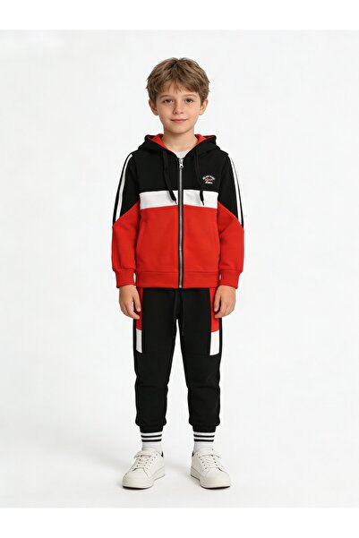 SETTY KOOP Kids Colorblock Hooded Tracksuit Set – Zip-Up Sweatshirt & Jogger ...