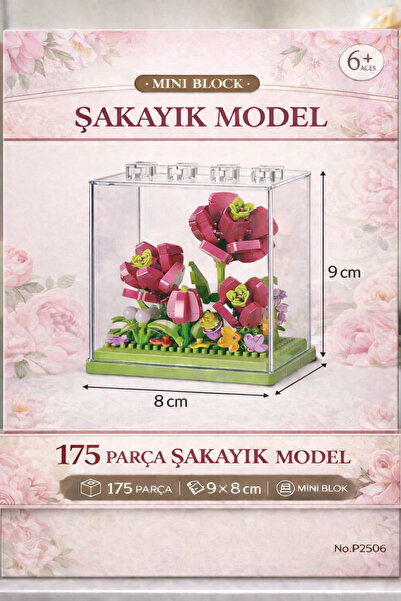 YILDIRIM OYUNCAK 175 Parça Mini Blok Şakayık Çiçek Modeli – Dekoratif Yapı Bl...