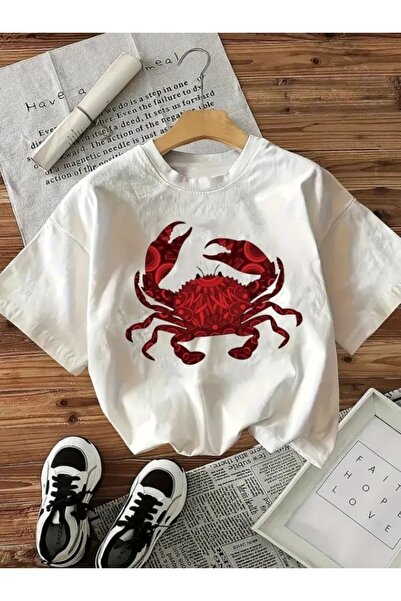 LELVANİ Unisex Crab Printed T-Shirt