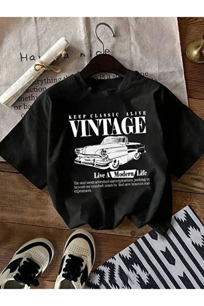 LELVANİ УНИСЕКС КЛАСИЧЕСКА ВИНТАЖНА ТЕНИСКА С ПРИНТ