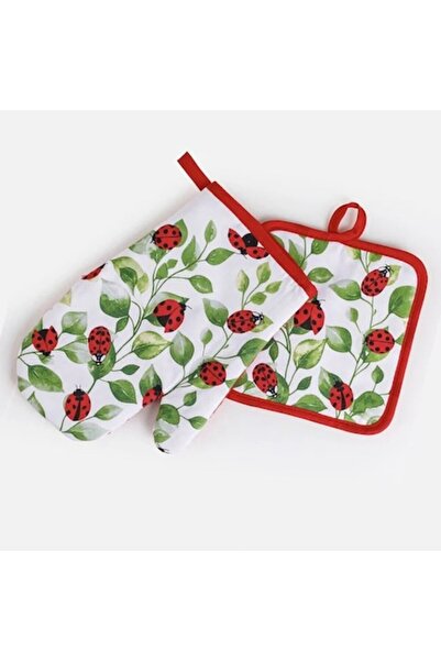 SHOPIENS Set of 2 Kitchen Gloves and Kitchen Napkin Ladybug Model